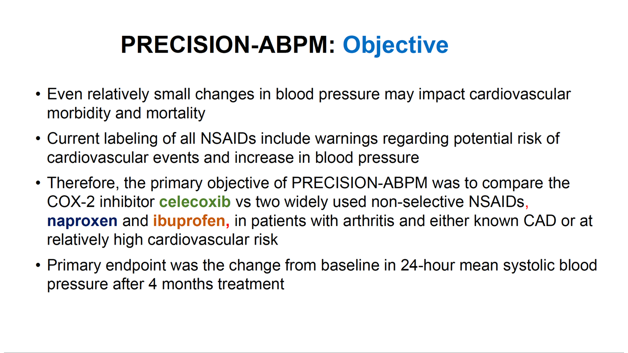 PRECISIONABPM Prospective Randomized Evaluation of Celecoxib